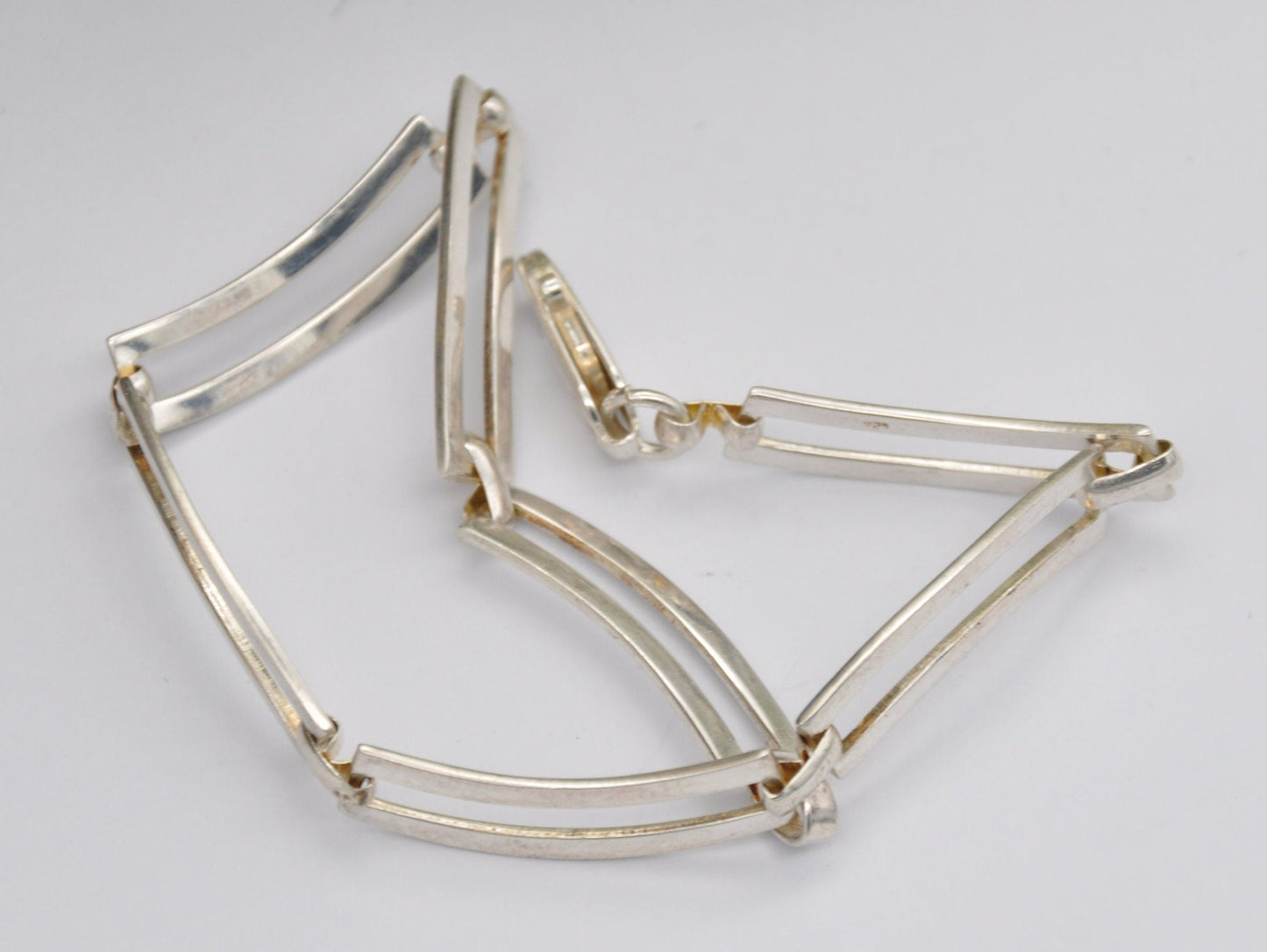Vintage Sterling Silver Bracelet - Minimalist Bracelet / Chain / Panel / Modernist Design / 925