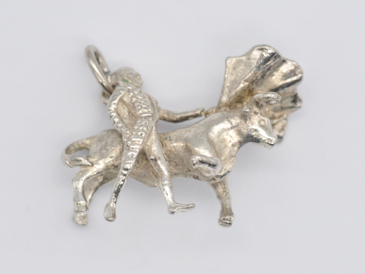 Vintage Sterling Silver Bullfighting Charm / Pendant - Matador / Sport / Bullfighter / Flag / Spain / Spanish / Charm Bracelet