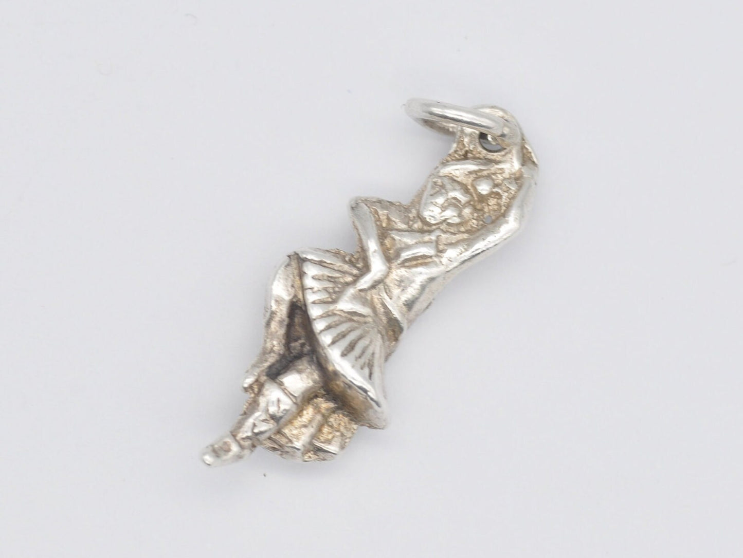 Vintage Sterling Silver Dancer Charm / Pendant - Ballet / Ballerina / Dancing Woman / Dress / Spinning / Charm Bracelet