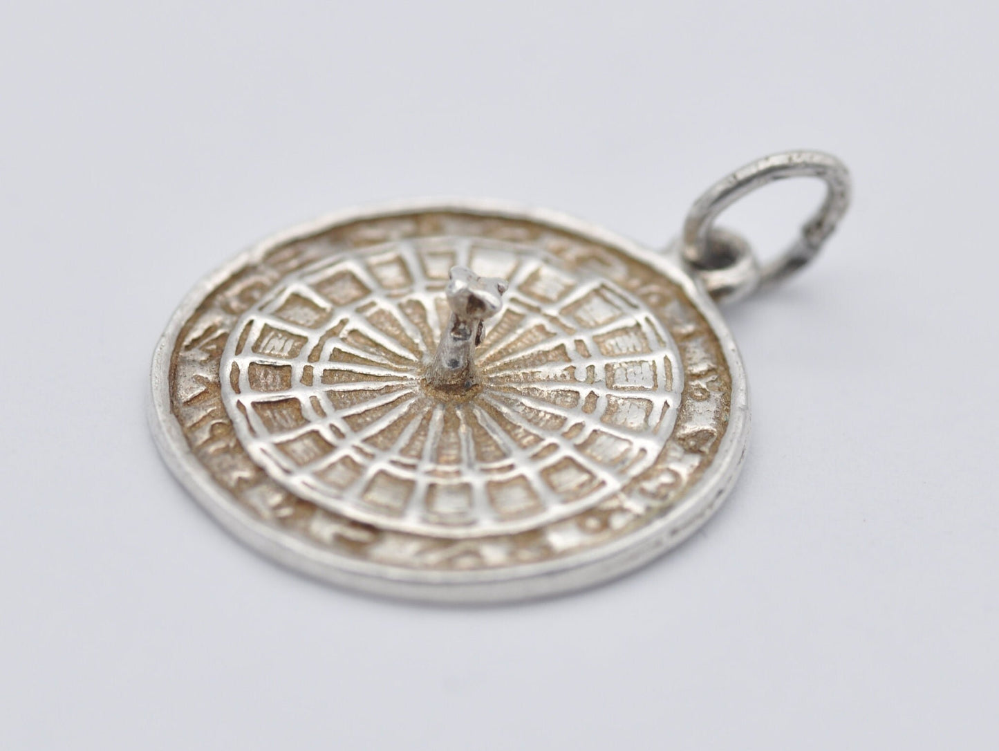 Vintage Sterling Silver Dart Board Charm / Pendant - Sport / Pub / Dart in Board / Charm Bracelet