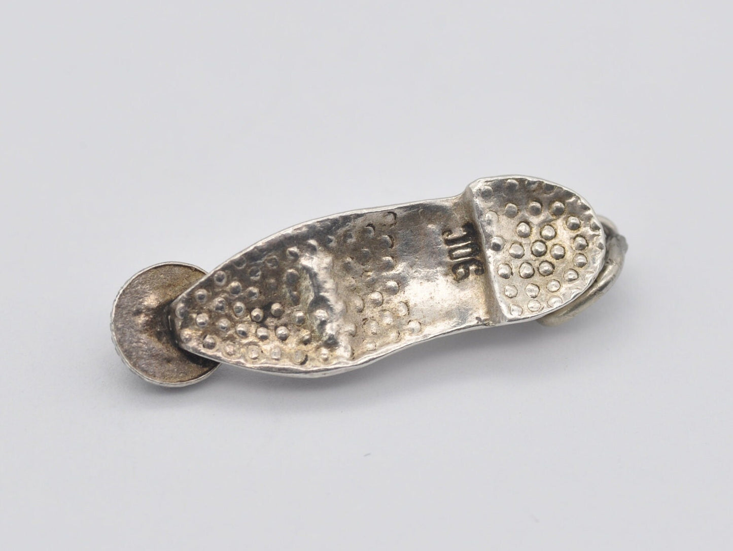 Vintage Silver Slipper with Red Stone Charm / Pendant - 900 Silver / Gem Set / Shoe / Charm Bracelet