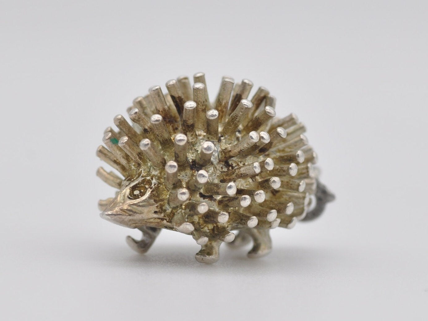 Vintage Sterling Silver Hedgehog Charm / Pendant - Animal / Nature / Woodland / Charm Bracelet
