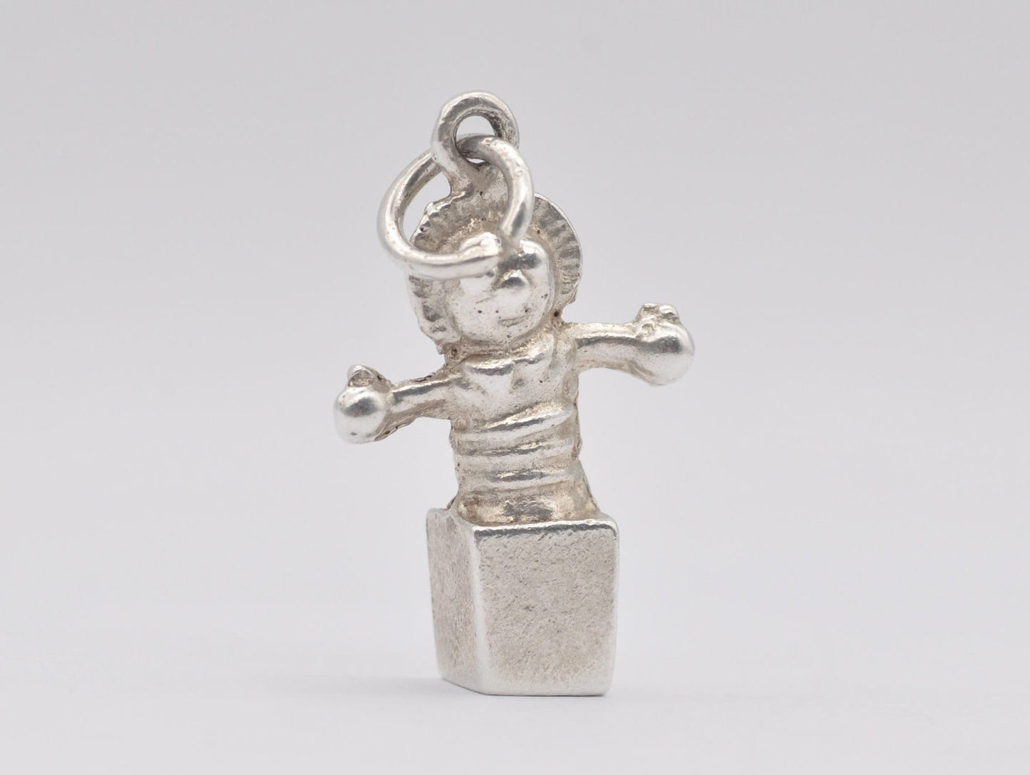 Vintage Silver Jack in the Box Charm / Pendant - Toy / Fun / Clown / Charm Bracelet / Sterling