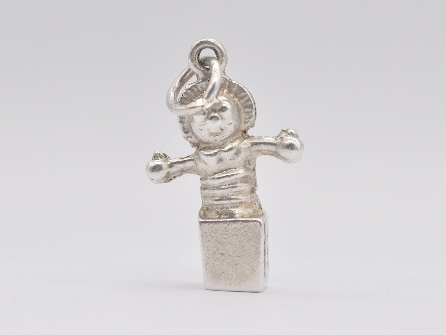 Vintage Silver Jack in the Box Charm / Pendant - Toy / Fun / Clown / Charm Bracelet / Sterling