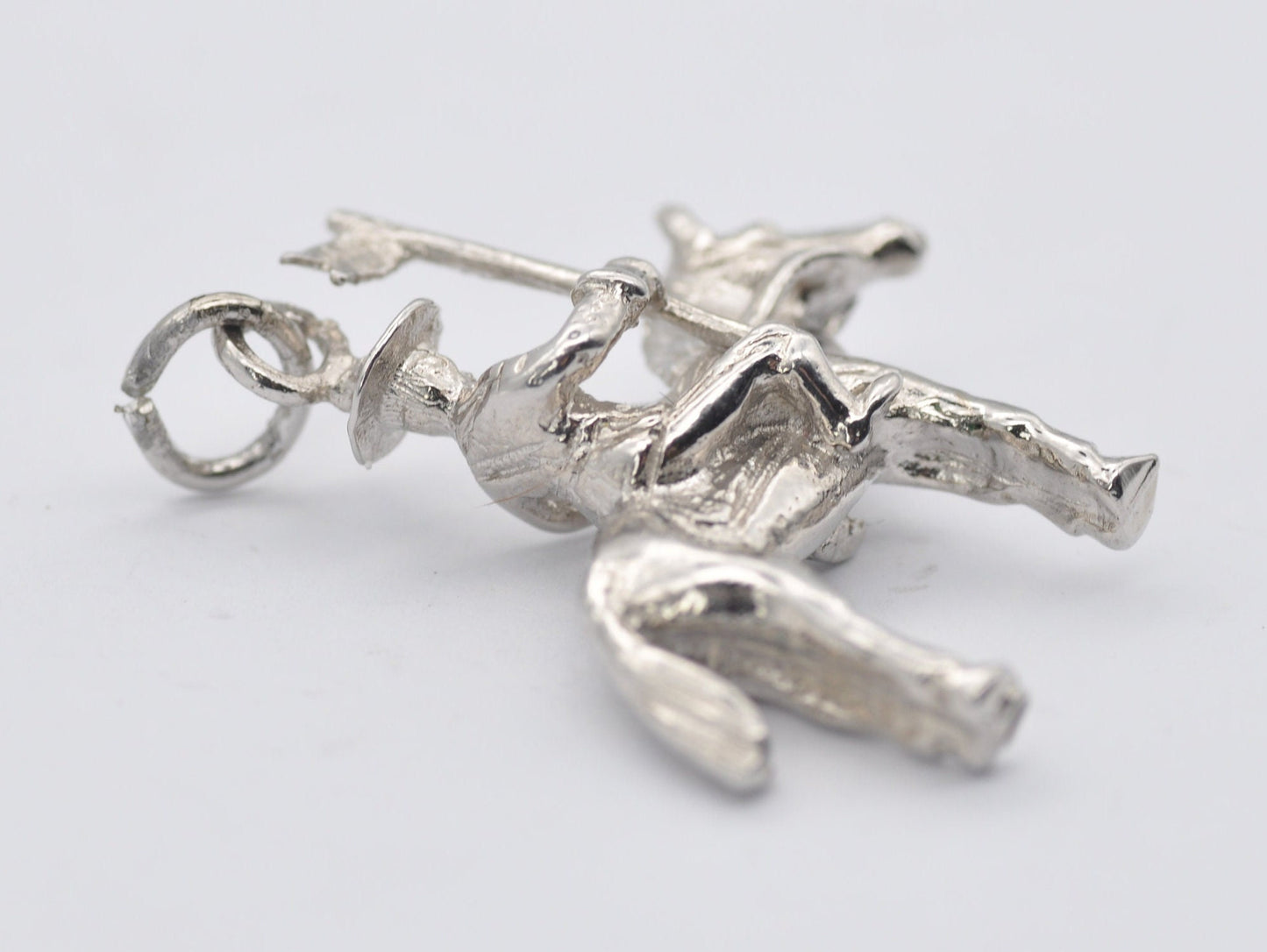 Vintage Sterling Silver Soldier on Horse Charm / Pendant - Army / Flag / Riding Horse / Charm Bracelet