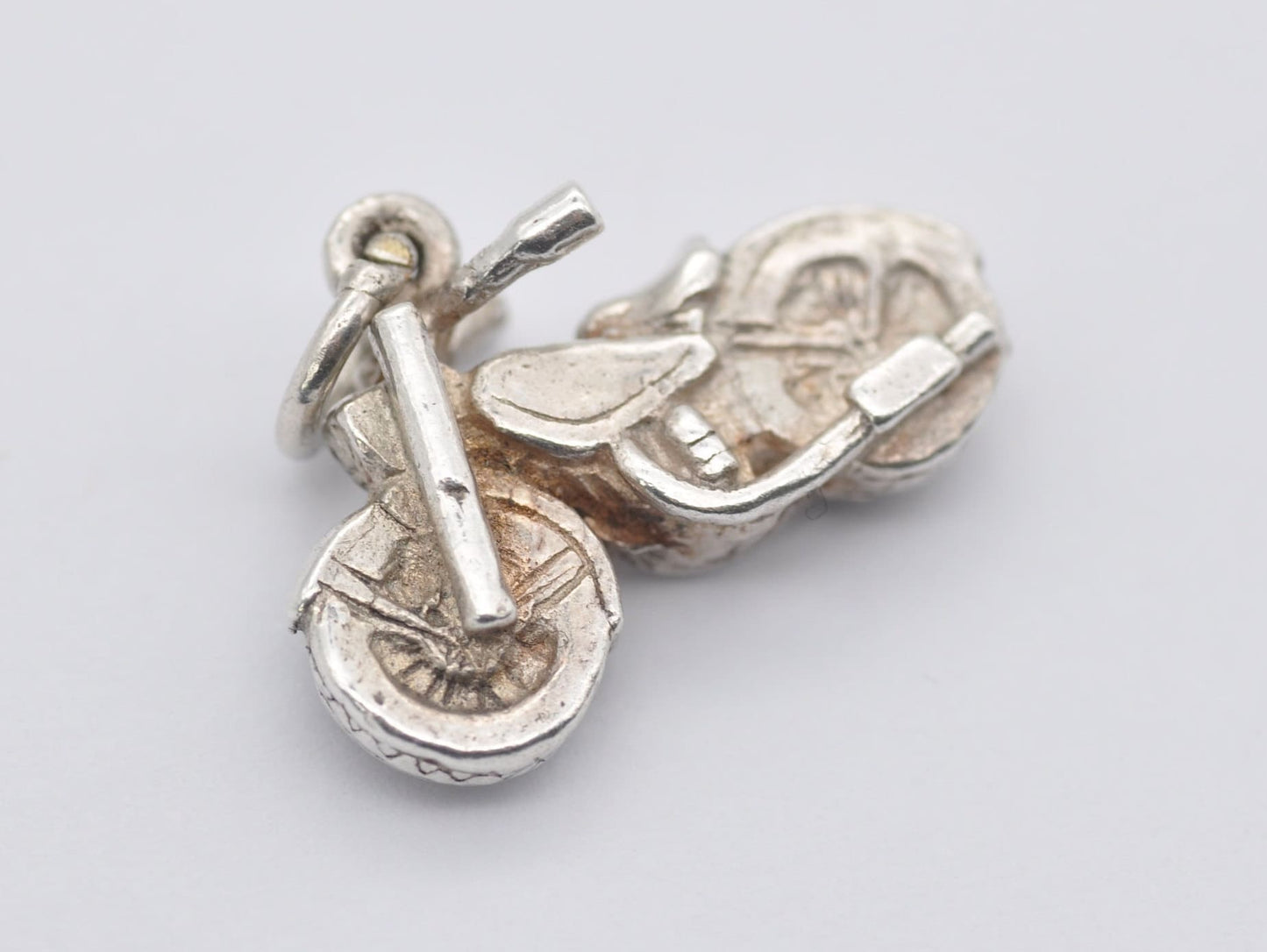 Vintage Silver Motorcycle Charm / Pendant - Harley / Motorbike / Bike / Motor / Vehicle / Travel / Charm Bracelet