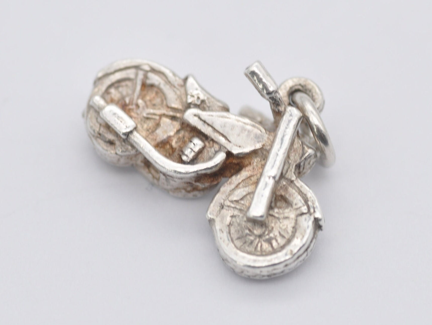 Vintage Silver Motorcycle Charm / Pendant - Harley / Motorbike / Bike / Motor / Vehicle / Travel / Charm Bracelet