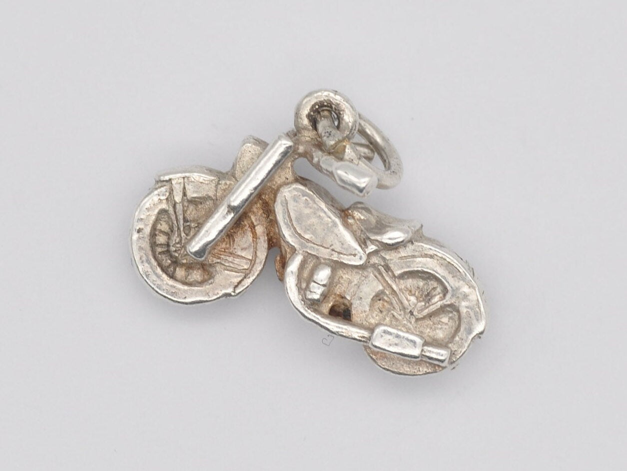 Vintage Silver Motorcycle Charm / Pendant - Harley / Motorbike / Bike / Motor / Vehicle / Travel / Charm Bracelet