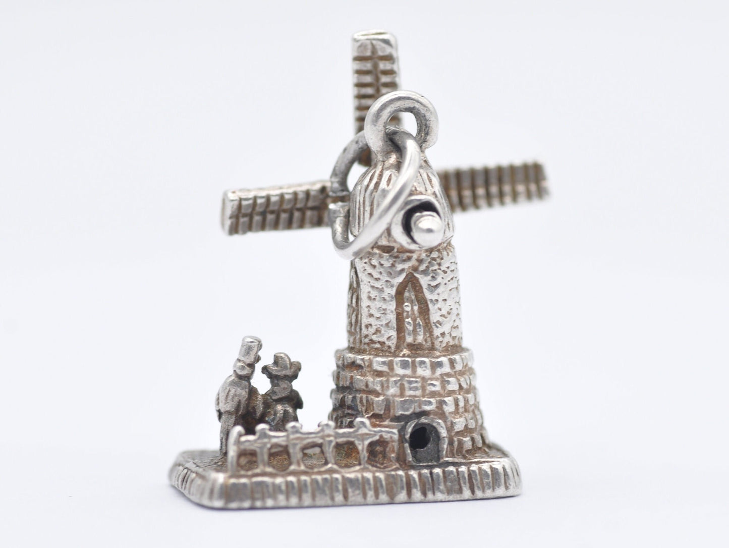 Vintage Sterling Silver Moving Windmill Charm / Pendant - People / Spinner / Charm Bracelet