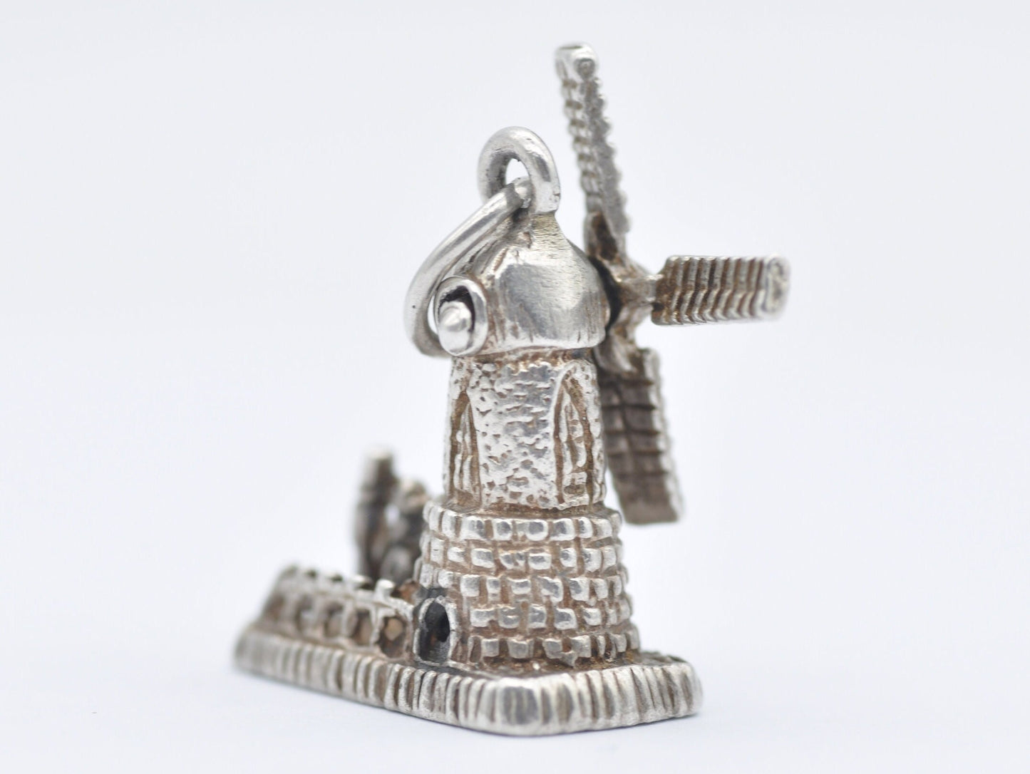 Vintage Sterling Silver Moving Windmill Charm / Pendant - People / Spinner / Charm Bracelet