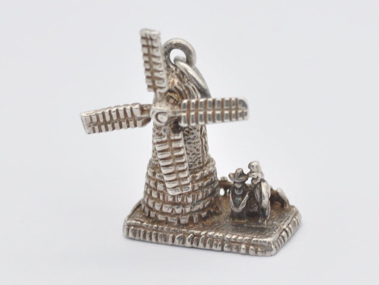 Vintage Sterling Silver Moving Windmill Charm / Pendant - People / Spinner / Charm Bracelet