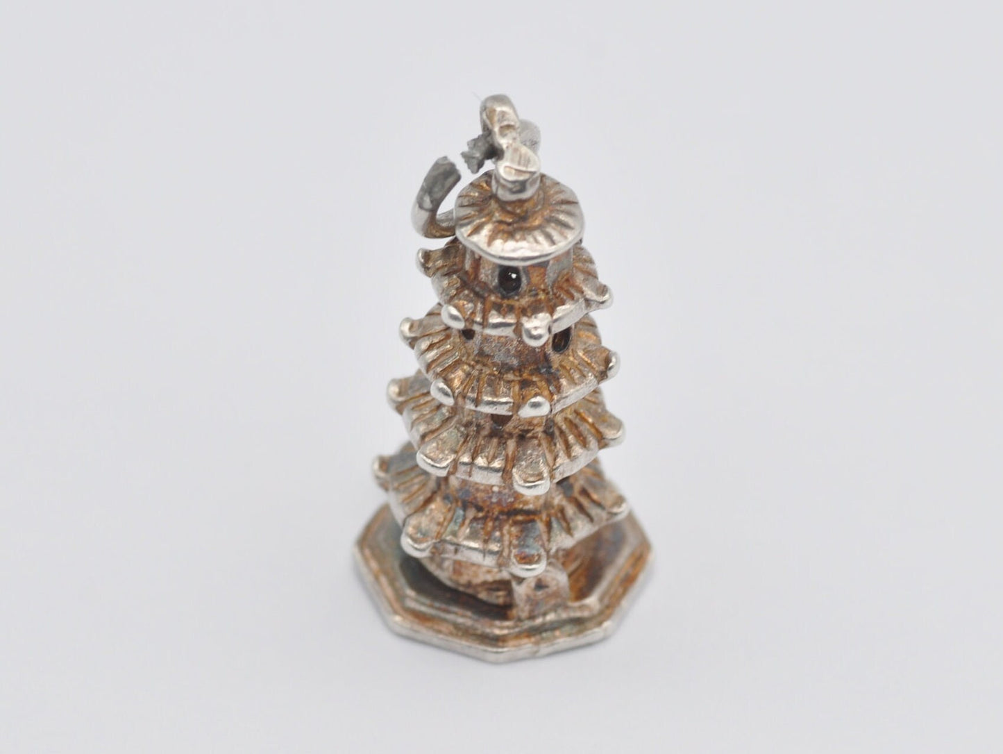 Vintage Silver Pagoda Opening Charm / Pendant - Buddha / Praying / Monk / Sterling Silver / Charm Bracelet
