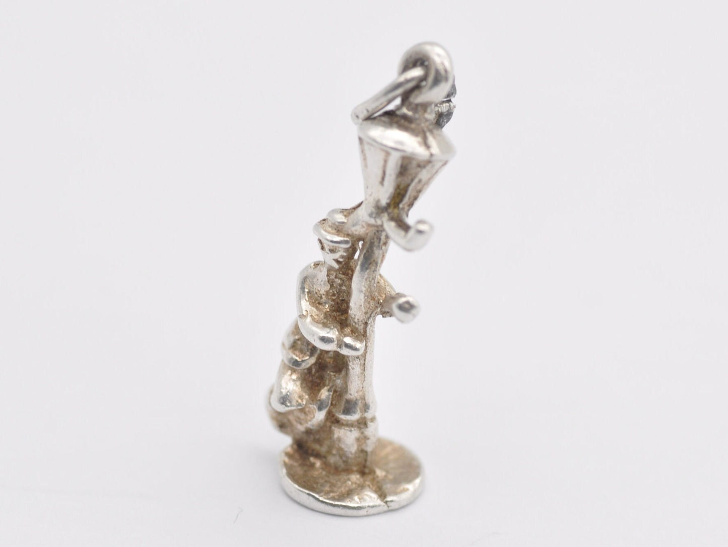 Vintage Silver Drunk Man on a Lamp Post Charm / Pendant - Drinking / Fun / Sterling Silver / Charm Bracelet