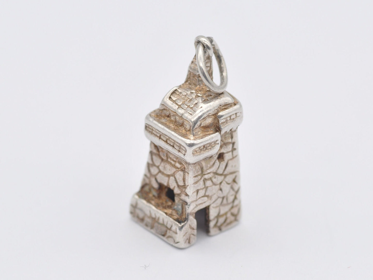 Vintage Silver Tower Charm / Pendant - 925 Sterling Silver / 1970s / Tower Turret / Farm Store / Brickwork / Detailed / Charm Bracelet