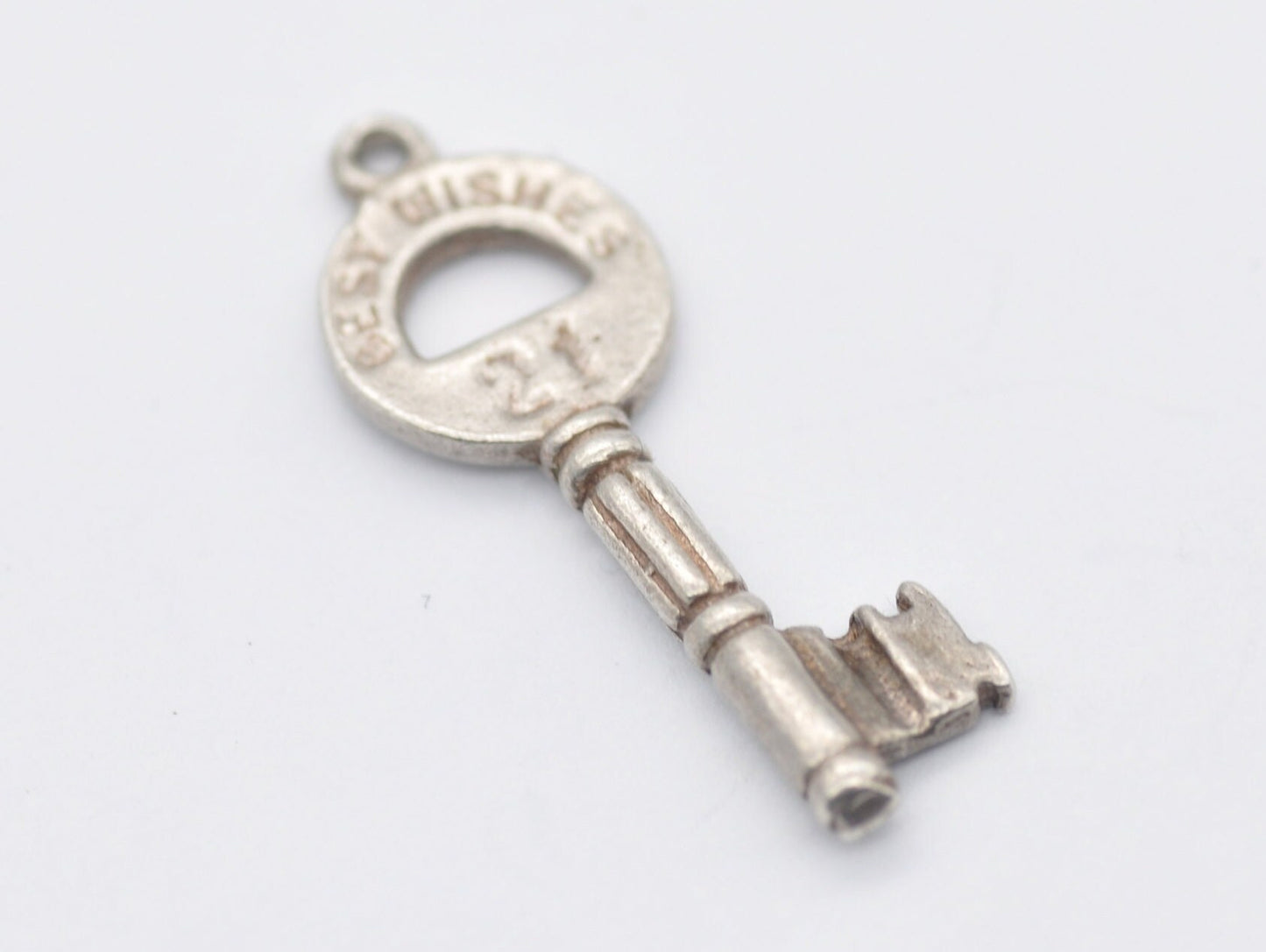 Vintage Sterling Silver 21 Key Charm / Pendant
