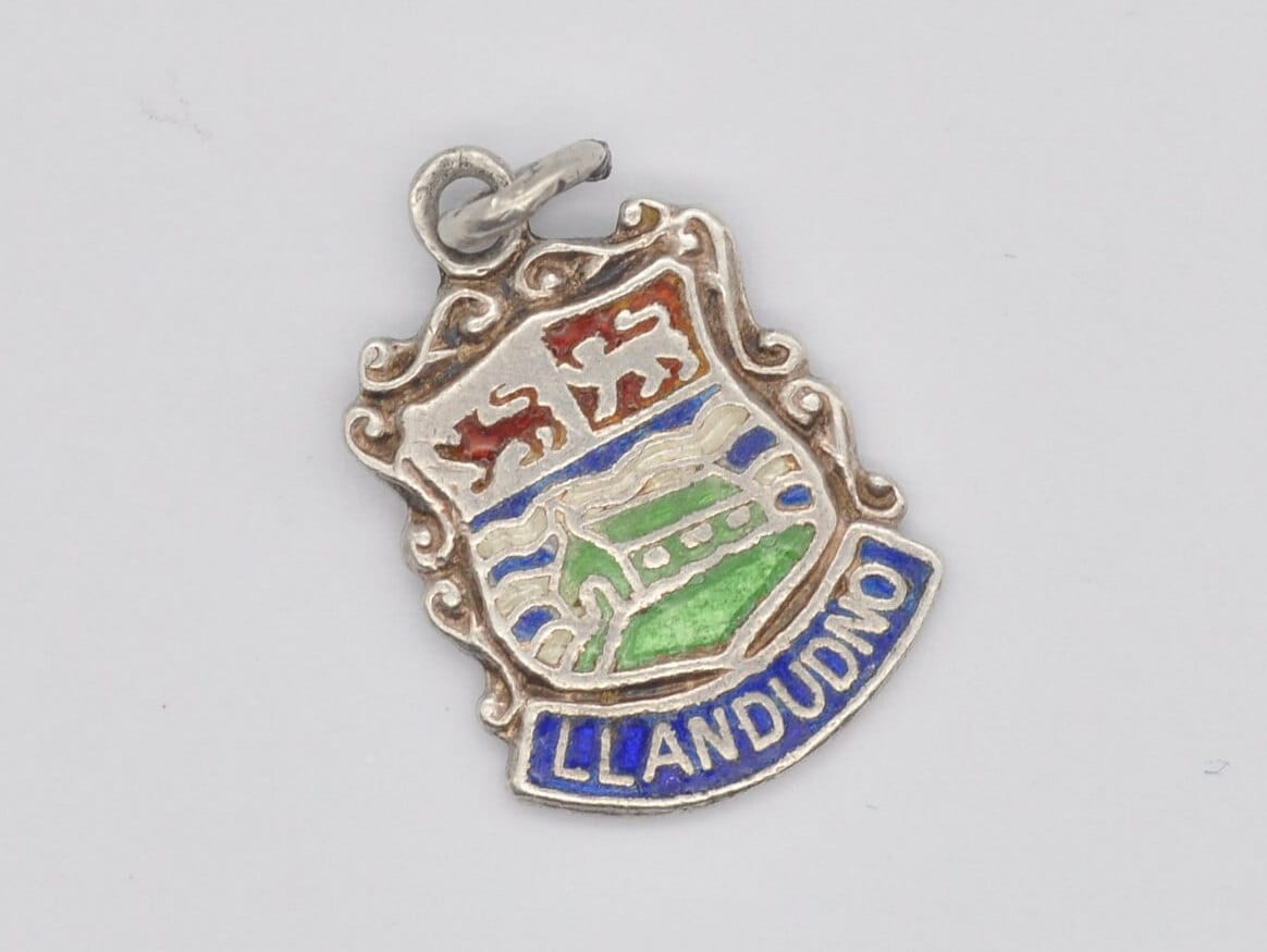 Vintage Sterling Silver Llandudno Enamel Souvenir Shield Charm / Pendant