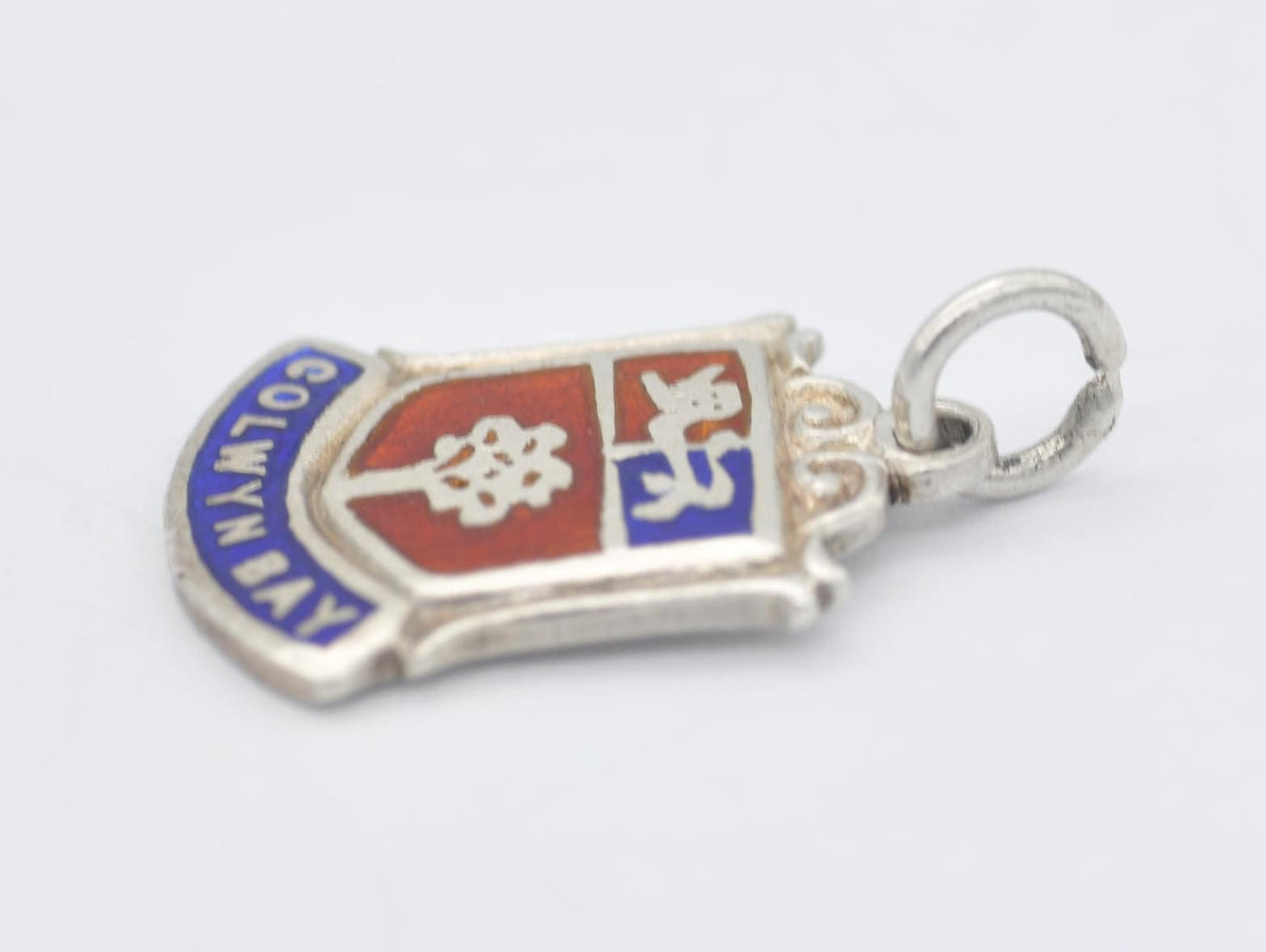 Vintage Sterling Silver Colwyn Bay Enamel Souvenir Shield Charm / Pendant