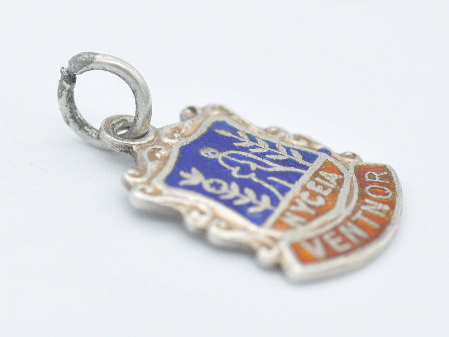Vintage Sterling Silver Ventnor Enamel Souvenir Shield Charm / Pendant - England / Isle of Wight / Tourist / Charm Bracelet / Scrap Book