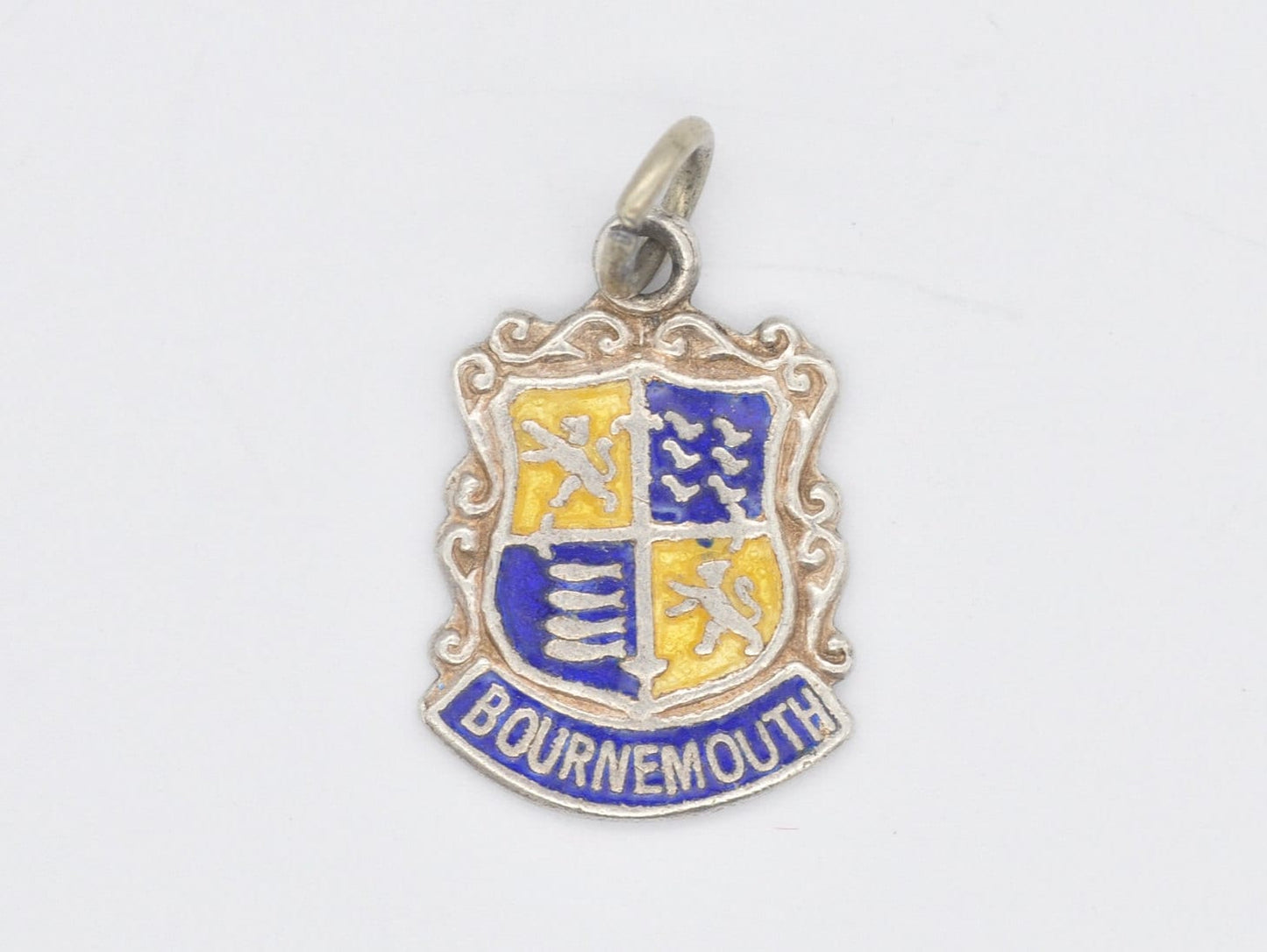 Vintage Sterling Silver Bournemouth Enamel Souvenir Shield Charm / Pendant - England / Dorset / Tourist / 925 / Charm Bracelet / Scrap Book