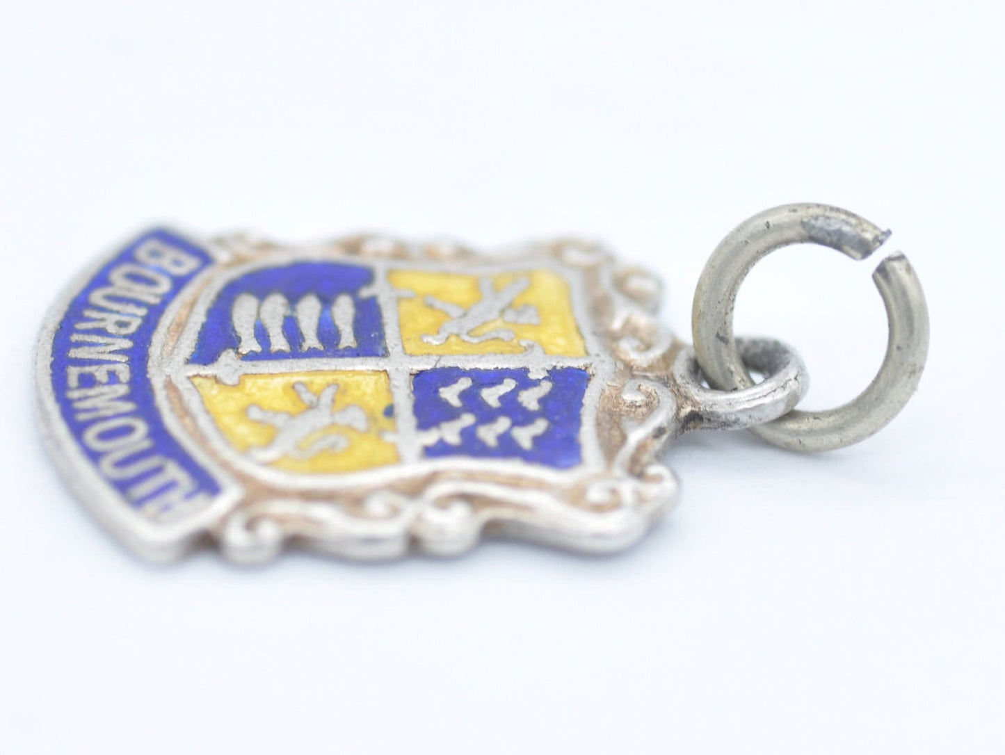 Vintage Sterling Silver Bournemouth Enamel Souvenir Shield Charm / Pendant - England / Dorset / Tourist / 925 / Charm Bracelet / Scrap Book