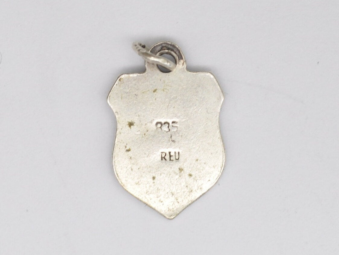 Vintage Silver Oberammergau Enamel Souvenir Charm / Pendant - German / Germany / Tourist / 835
