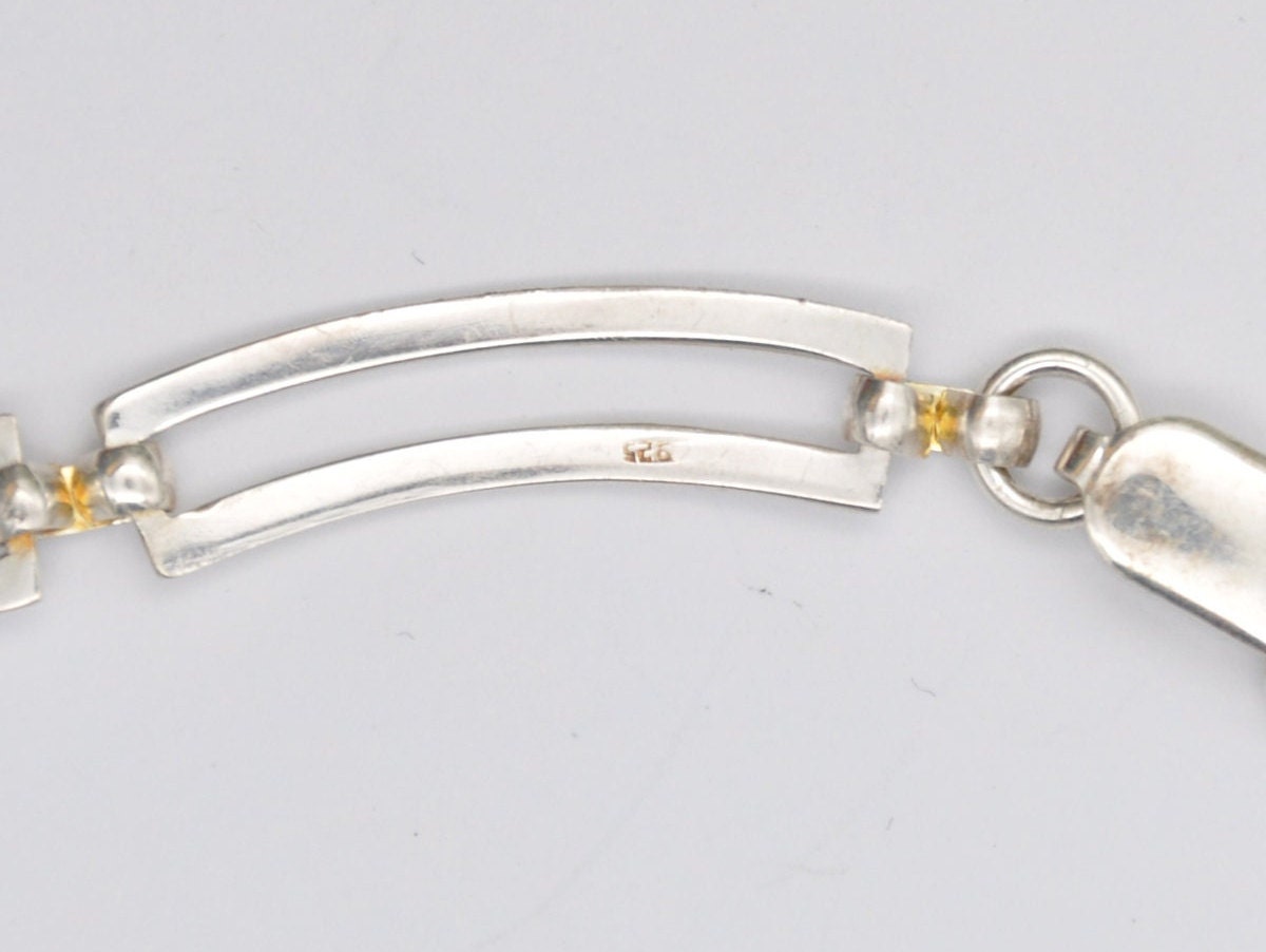 Vintage Sterling Silver Bracelet - Minimalist Bracelet / Chain / Panel / Modernist Design / 925