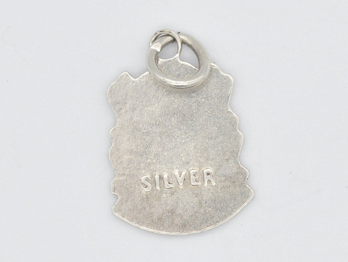 Vintage Sterling Silver Isle of Wight Enamel Souvenir Shield Charm / Pendant