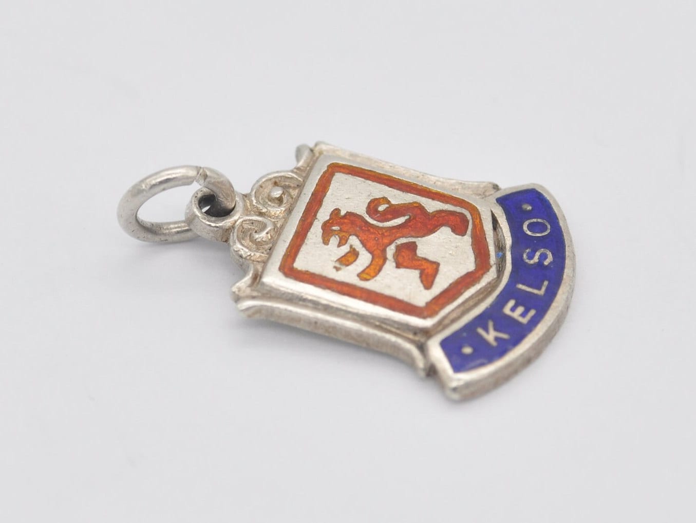 Vintage Sterling Silver Kelso Enamel Souvenir Shield Charm / Pendant