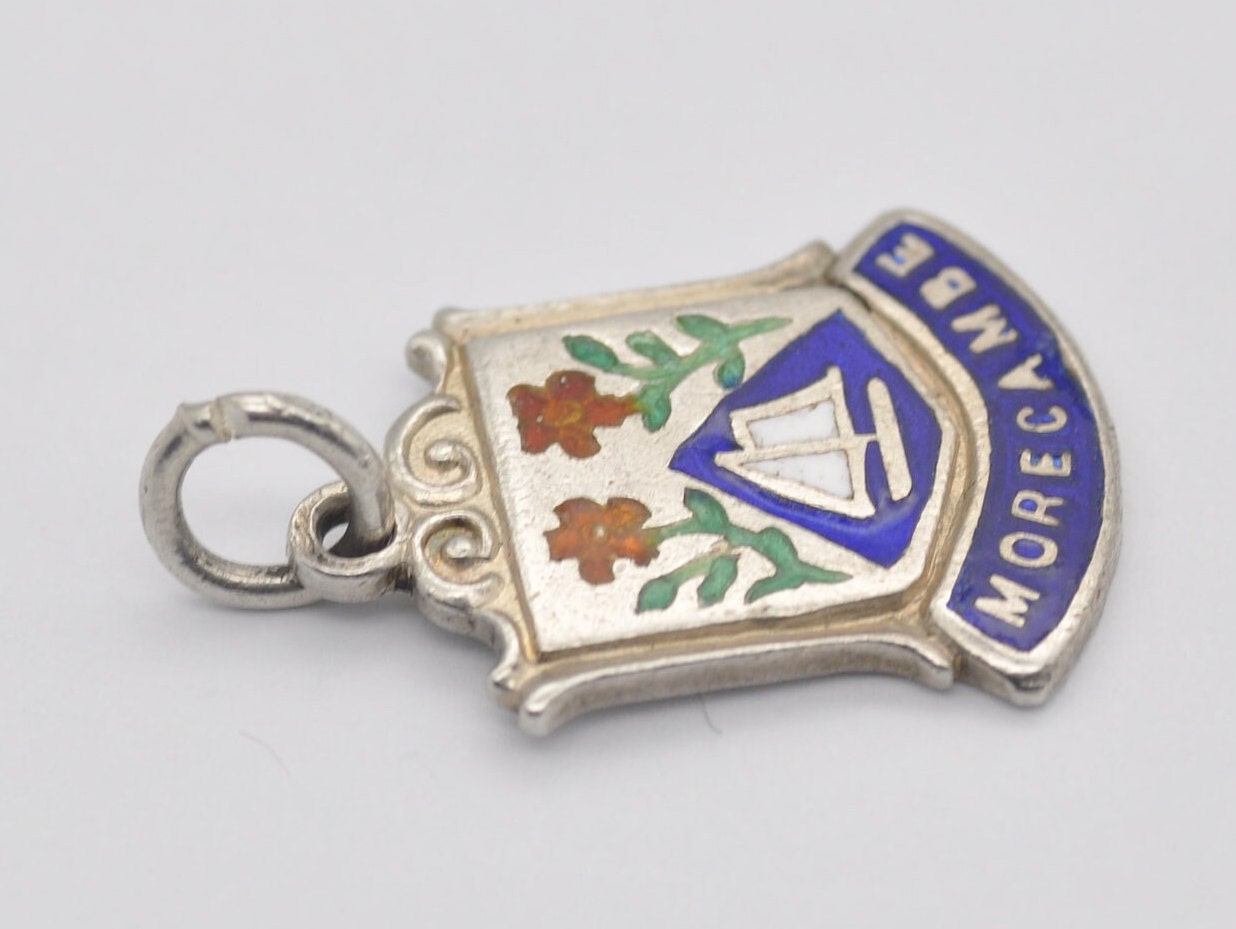 Vintage Sterling Silver Morecambe Enamel Souvenir Charm / Pendant