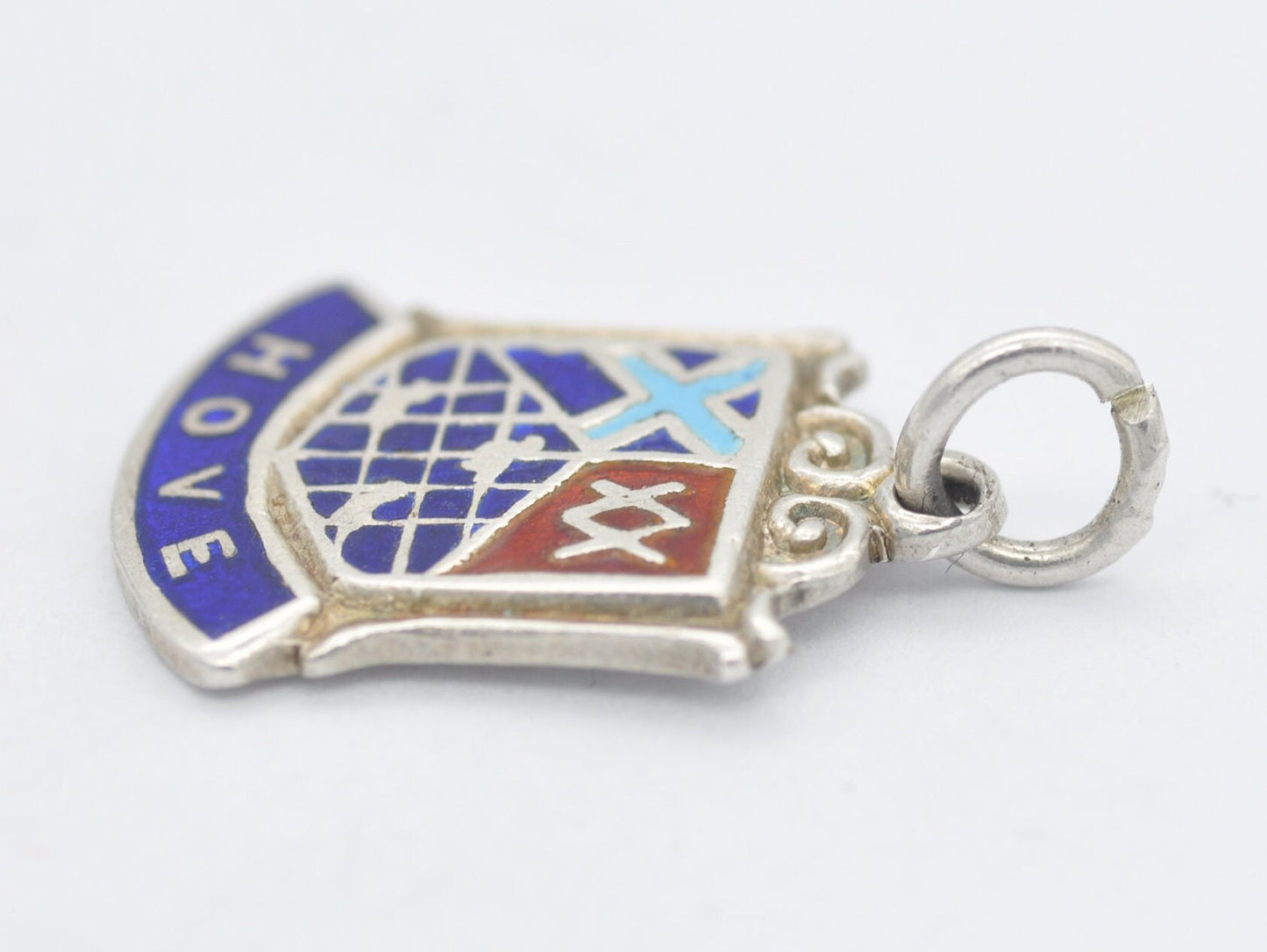 Vintage Sterling Silver Hove Enamel Souvenir Shield Charm / Pendant