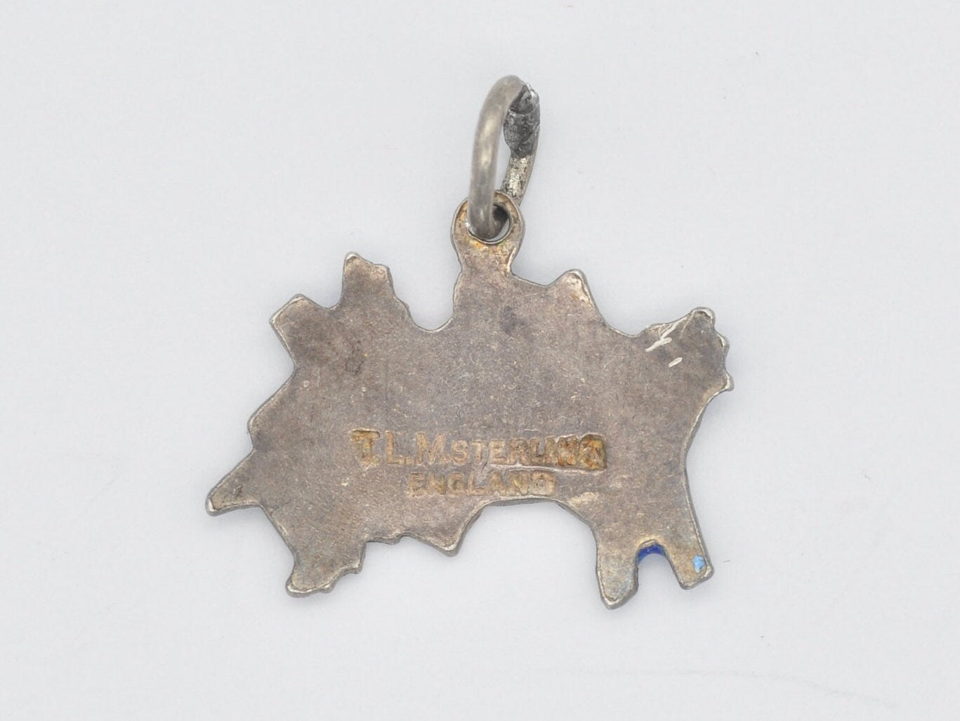 Vintage Sterling Silver Jersey Enamel Souvenir T.L.M. Charm / Pendant - Channel Island / Thomas L Mott / Tourist / 925 / Charm Bracelet