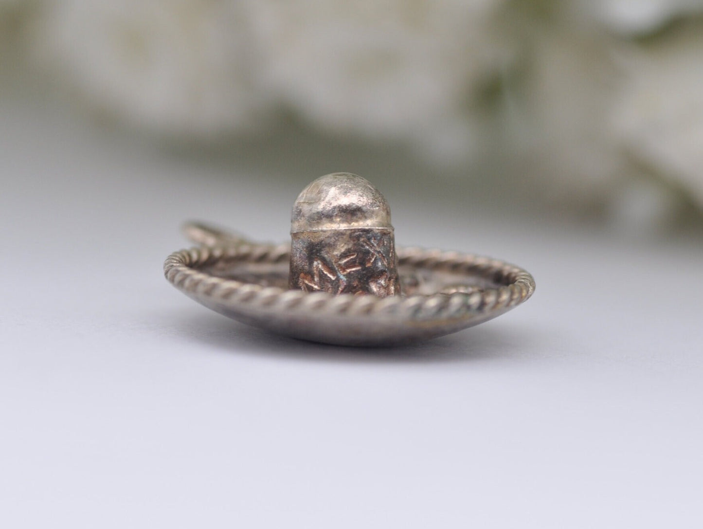 Vintage Sterling Silver Cowboy Hat Charm / Pendant - American / Engraved / Detailed / Charm Bracelet