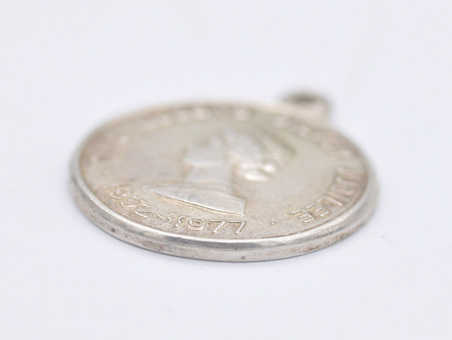 Vintage Sterling Silver Jubilee 1977 Charm / Pendant - Queen Elizabeth II / Royalty / Charm Bracelet