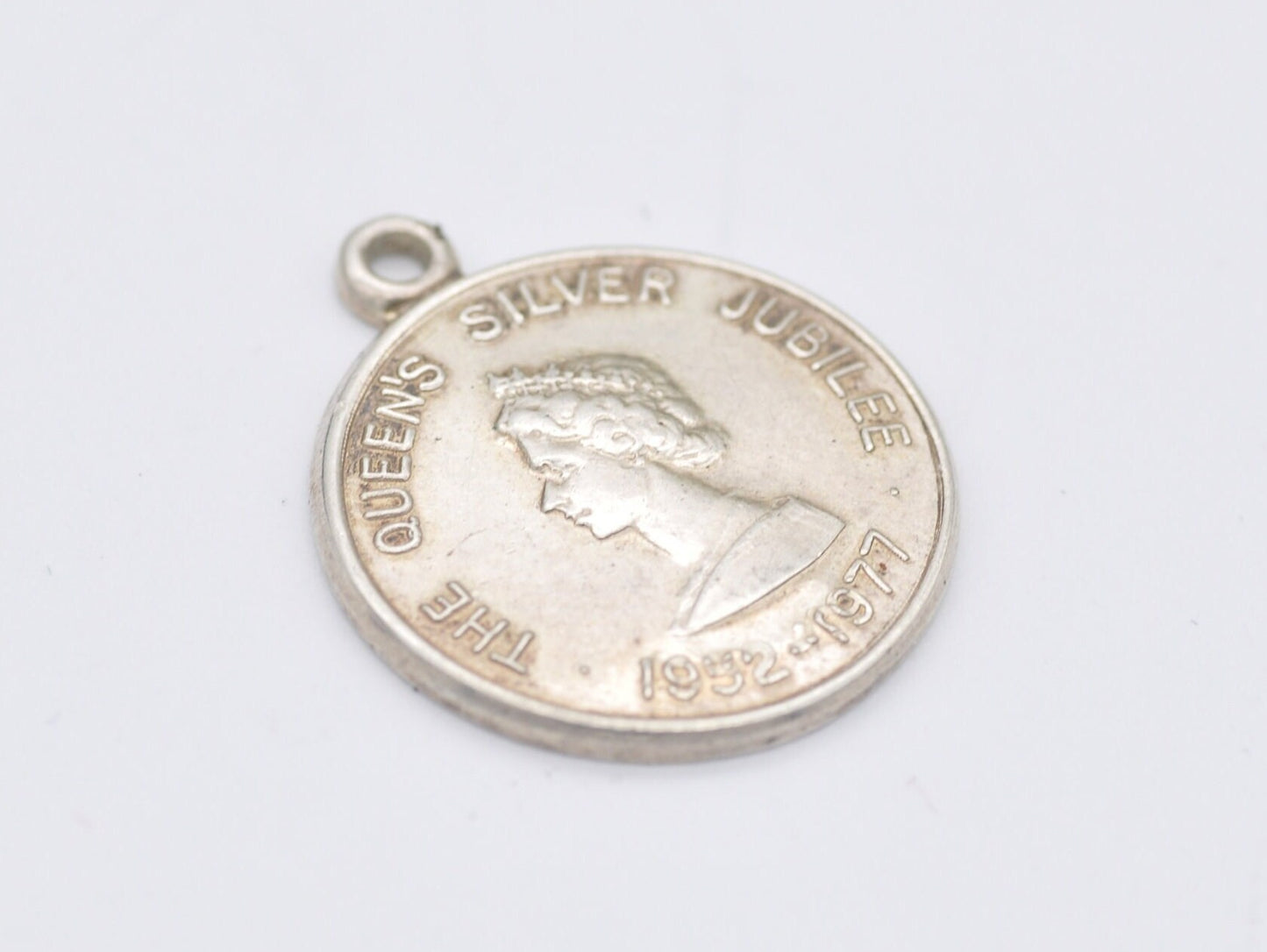 Vintage Sterling Silver Jubilee 1977 Charm / Pendant - Queen Elizabeth II / Royalty / Charm Bracelet