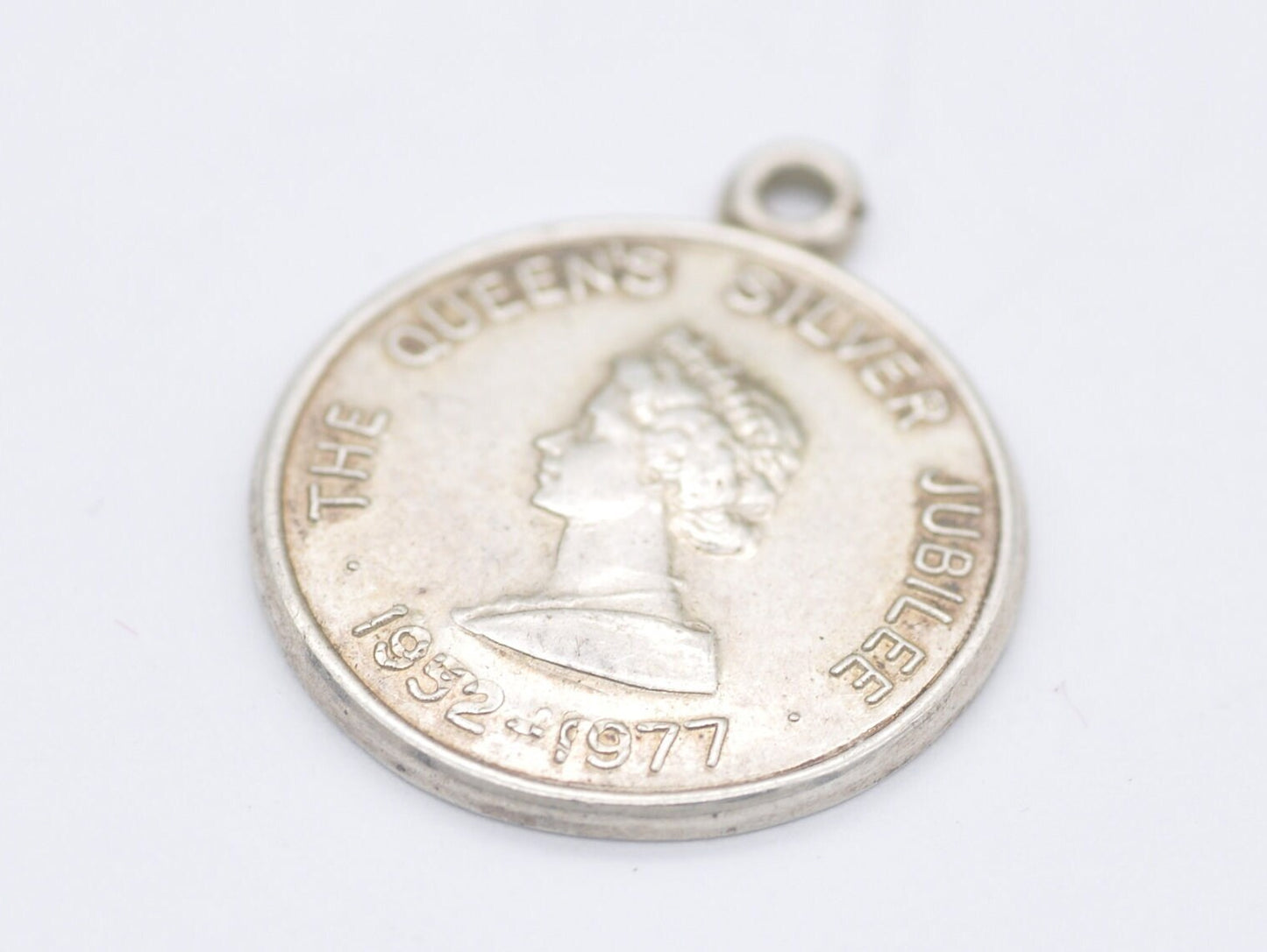 Vintage Sterling Silver Jubilee 1977 Charm / Pendant - Queen Elizabeth II / Royalty / Charm Bracelet
