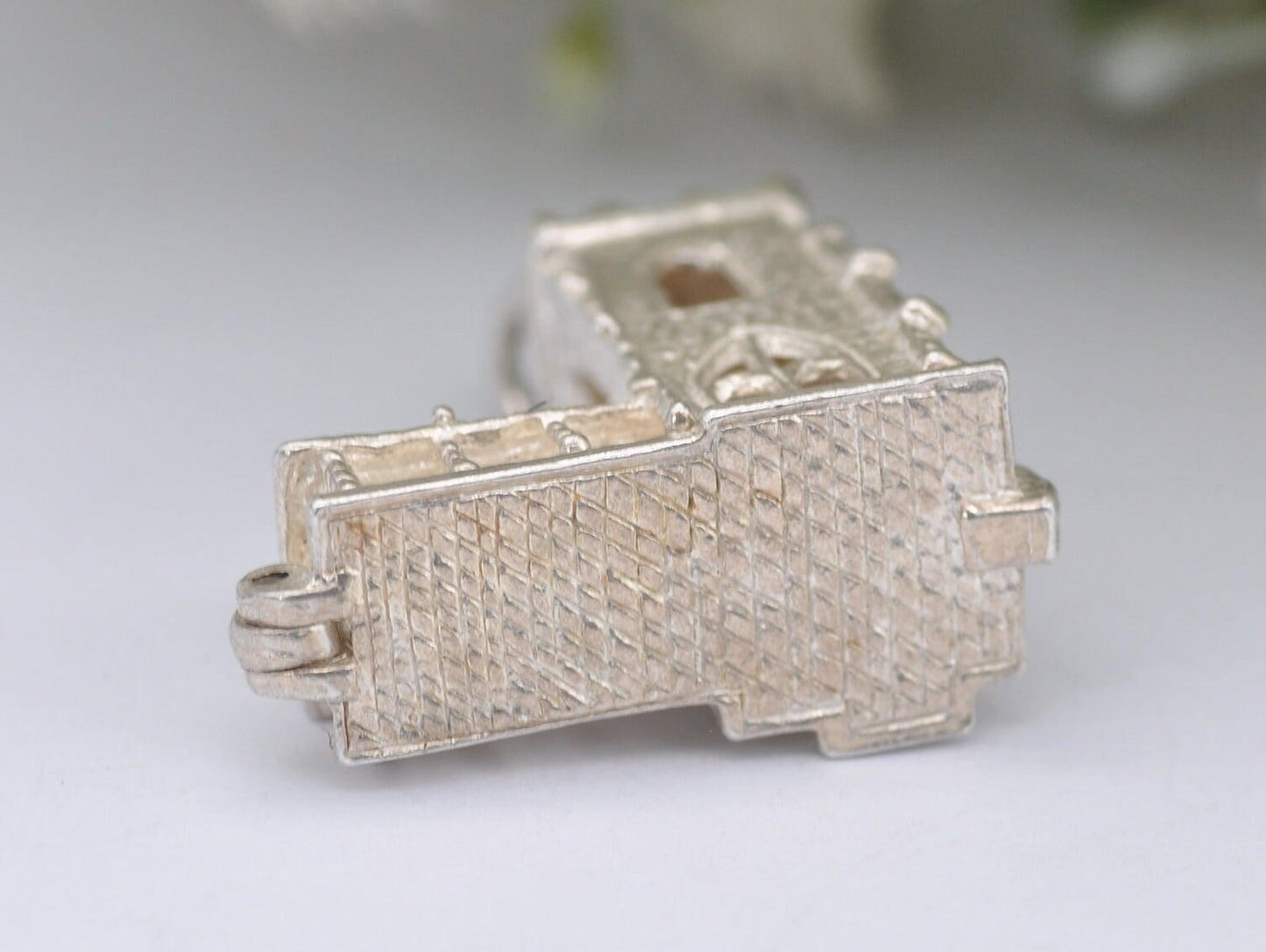 Vintage Sterling Silver Large Opening Church Charm / Pendant - Articulated / Wedding / Moving / Hinge / Gift / Charm Bracelet