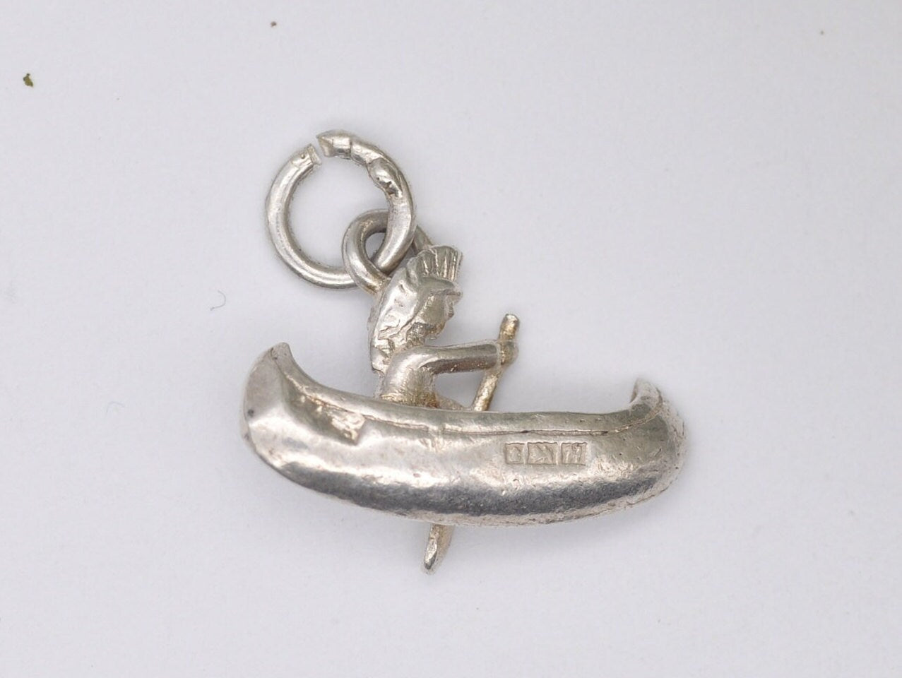 Vintage Sterling Silver Native American Canoe Charm - Boat / Sailing / Detailed / Person / for Charm Bracelet