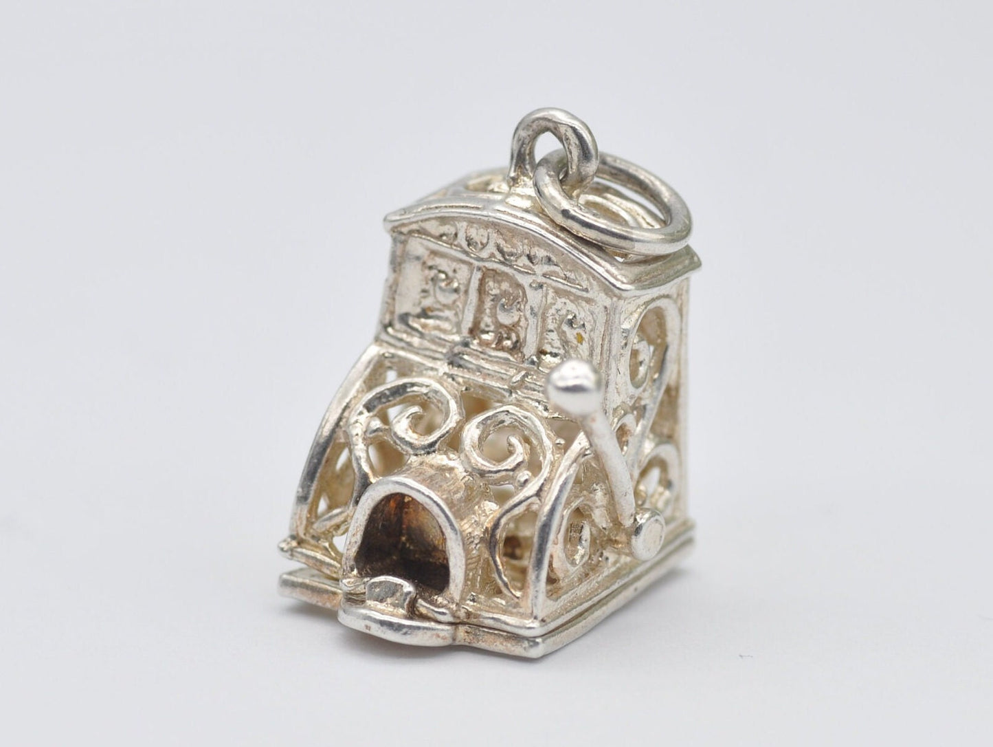 Vintage Silver Slot Machine Opening Charm / Pendant - Coins / Articulated / Gambling / Hinge / Money / Interesting / Charm Bracelet