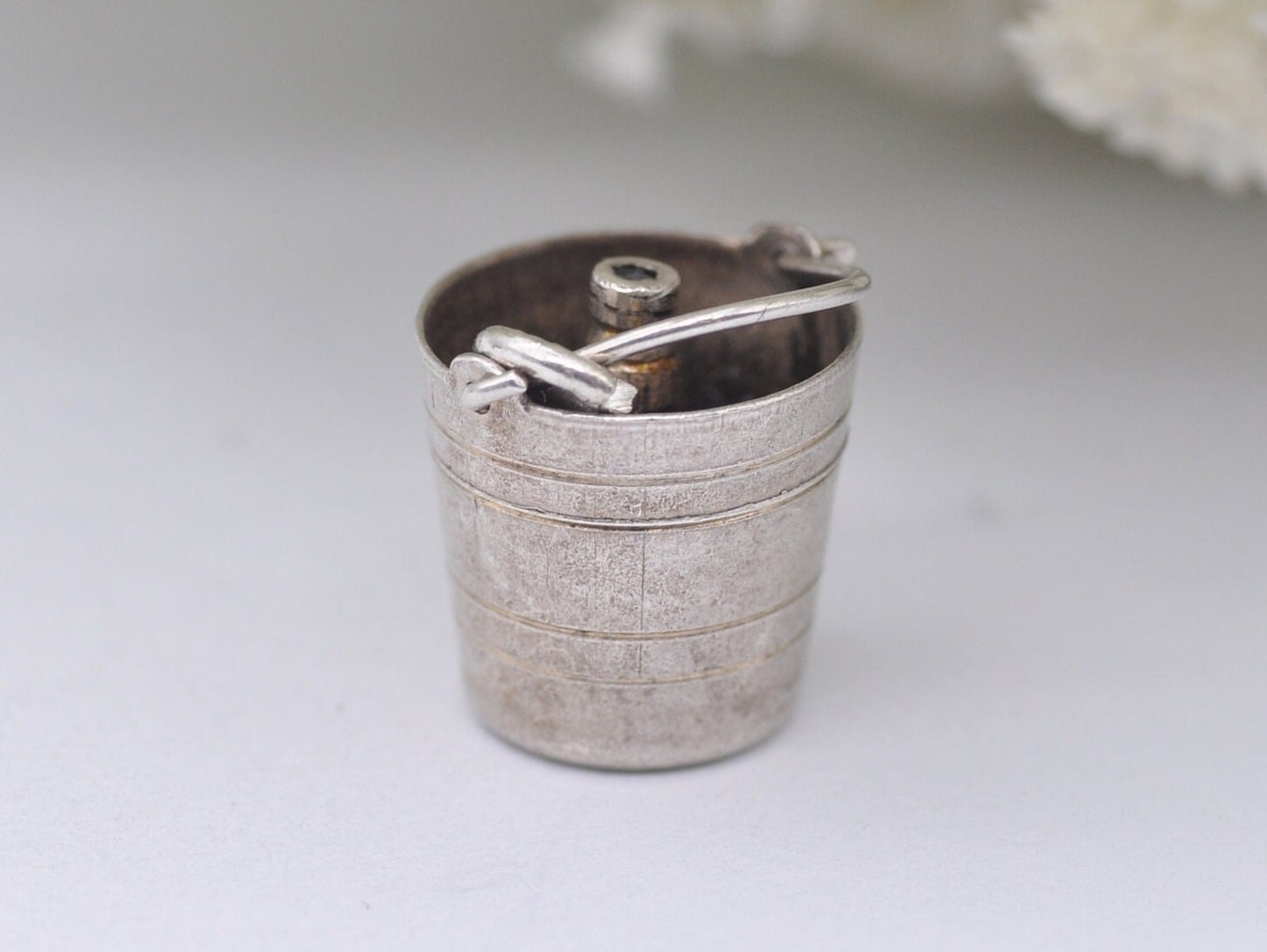 Vintage Sterling Silver Champagne Bottle in Bucket Charm / Pendant - Drinking / Alcohol / Charm Bracelet