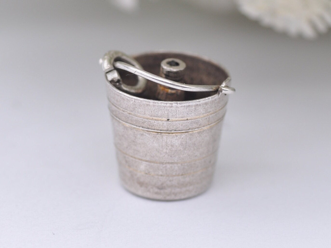 Vintage Sterling Silver Champagne Bottle in Bucket Charm / Pendant - Drinking / Alcohol / Charm Bracelet