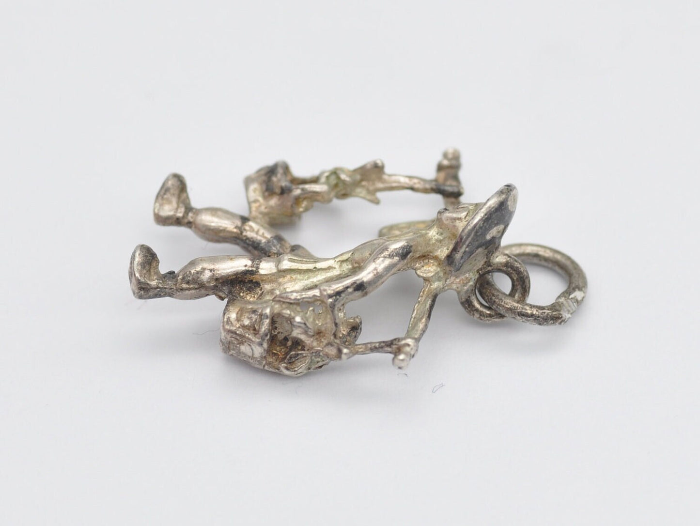 Vintage Silver Man Carrying Buckets of Water Charm / Pendant - Water Buckets / Shoulder Yoke / Carrying Pole / Detailed / Charm Bracelet
