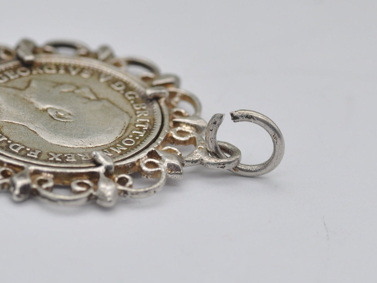 Vintage Silver George V Three Pence 1920 Coin Charm / Pendant - 3 Pence / King / English / British / Royalty / Charm Bracelet