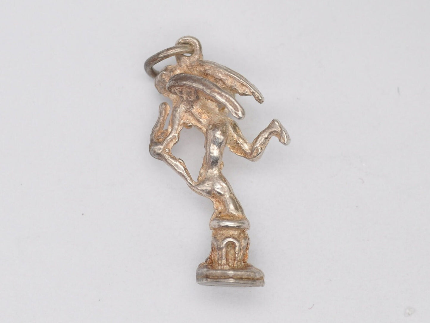 Vintage Sterling Silver Cupid on Stand Charm / Pendant - Pixie / Fairy / Faerie / Bow / Archer / Mythological / Charm Bracelet
