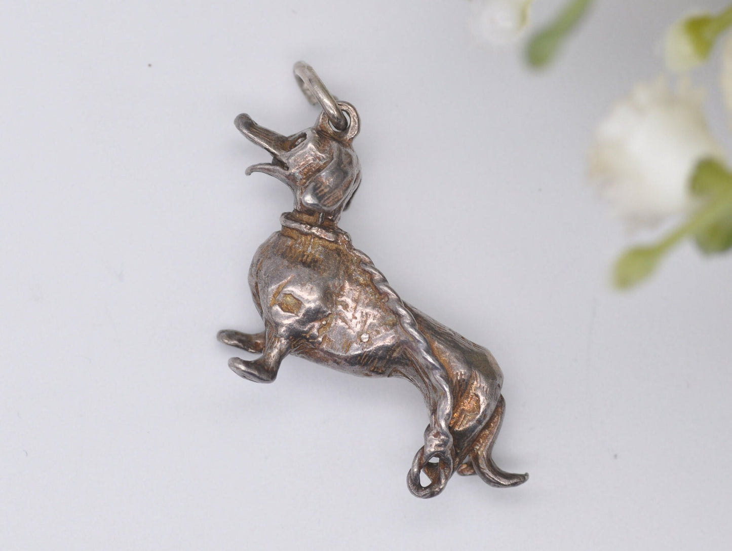 Vintage Sterling Silver Dog Charm / Pendant - Pet / Sausage Dog / Charm Bracelet
