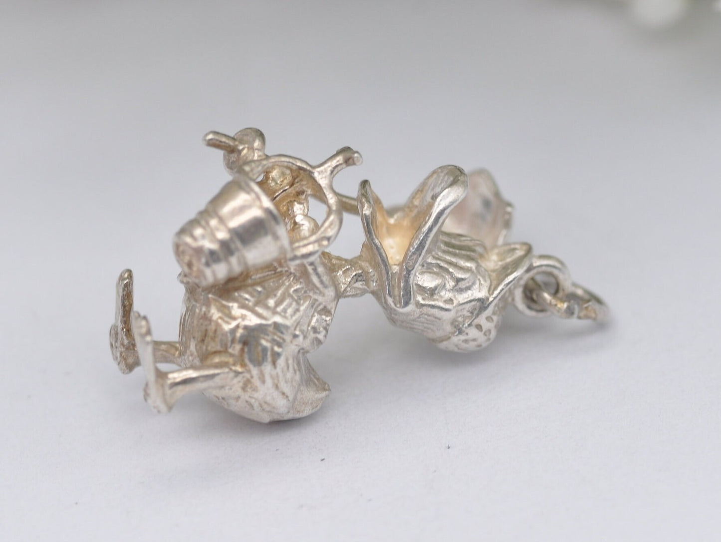 Vintage Sterling Silver Donald Duck Charm / Pendant - Umbrella / Disney / Cartoon / Character / Detailed / Charm Bracelet