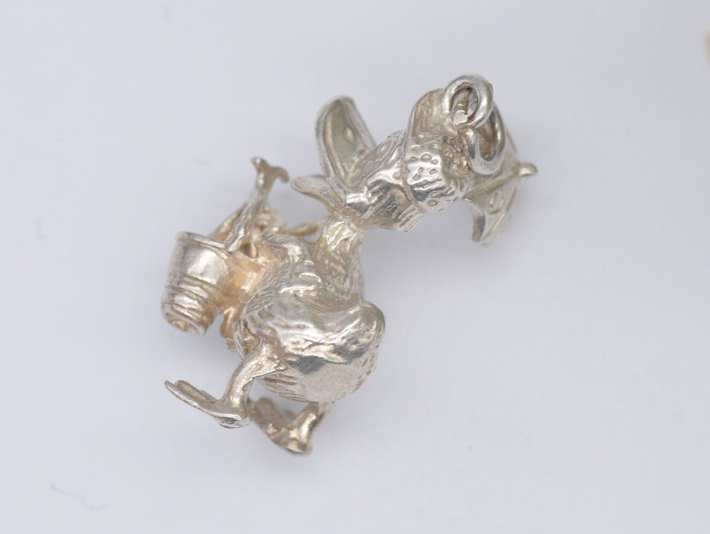 Vintage Sterling Silver Donald Duck Charm / Pendant - Umbrella / Disney / Cartoon / Character / Detailed / Charm Bracelet