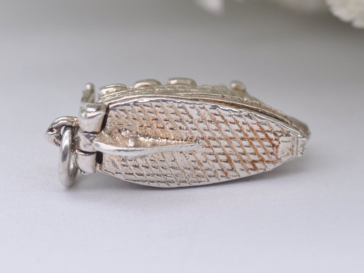 Vintage Sterling Silver Ferry Charm Opening to Cars Inside - Articulated / Detailed / Ship / Boat / for Charm Bracelet