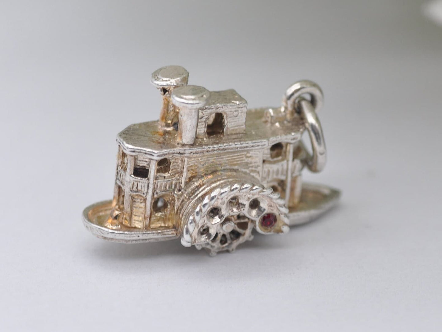 Vintage Sterling Silver Ferry Spinning Charm - Boat | River | Detailed | for Charm Bracelet