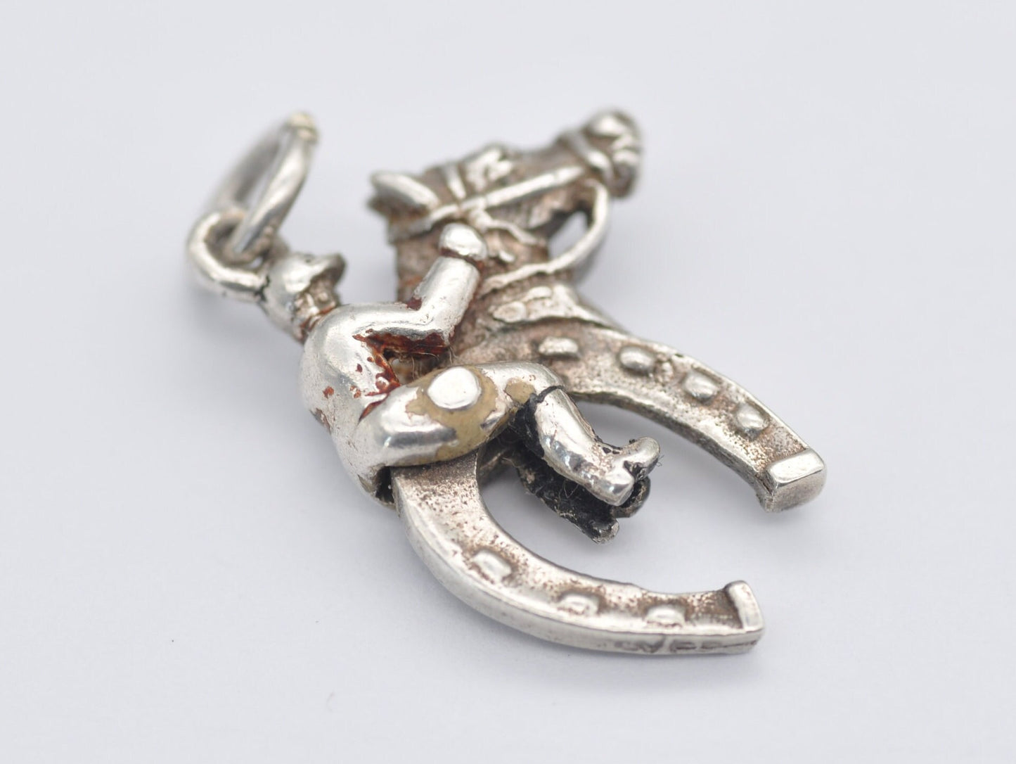 Vintage Sterling Silver Horse Riding Shoe Charm / Pendant - Horse Shoe / Jockey / Lucky / Charm Bracelet