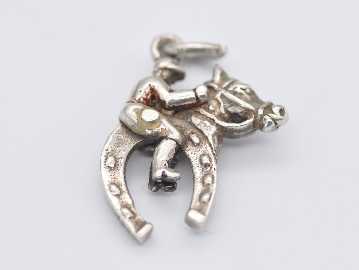 Vintage Sterling Silver Horse Riding Shoe Charm / Pendant - Horse Shoe / Jockey / Lucky / Charm Bracelet
